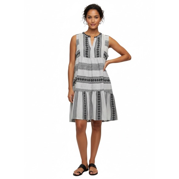 SUNDANCE Dylan Women's Alexa Dress Olive & White Geometric Pattern XL Cotton - Picture 2 of 12